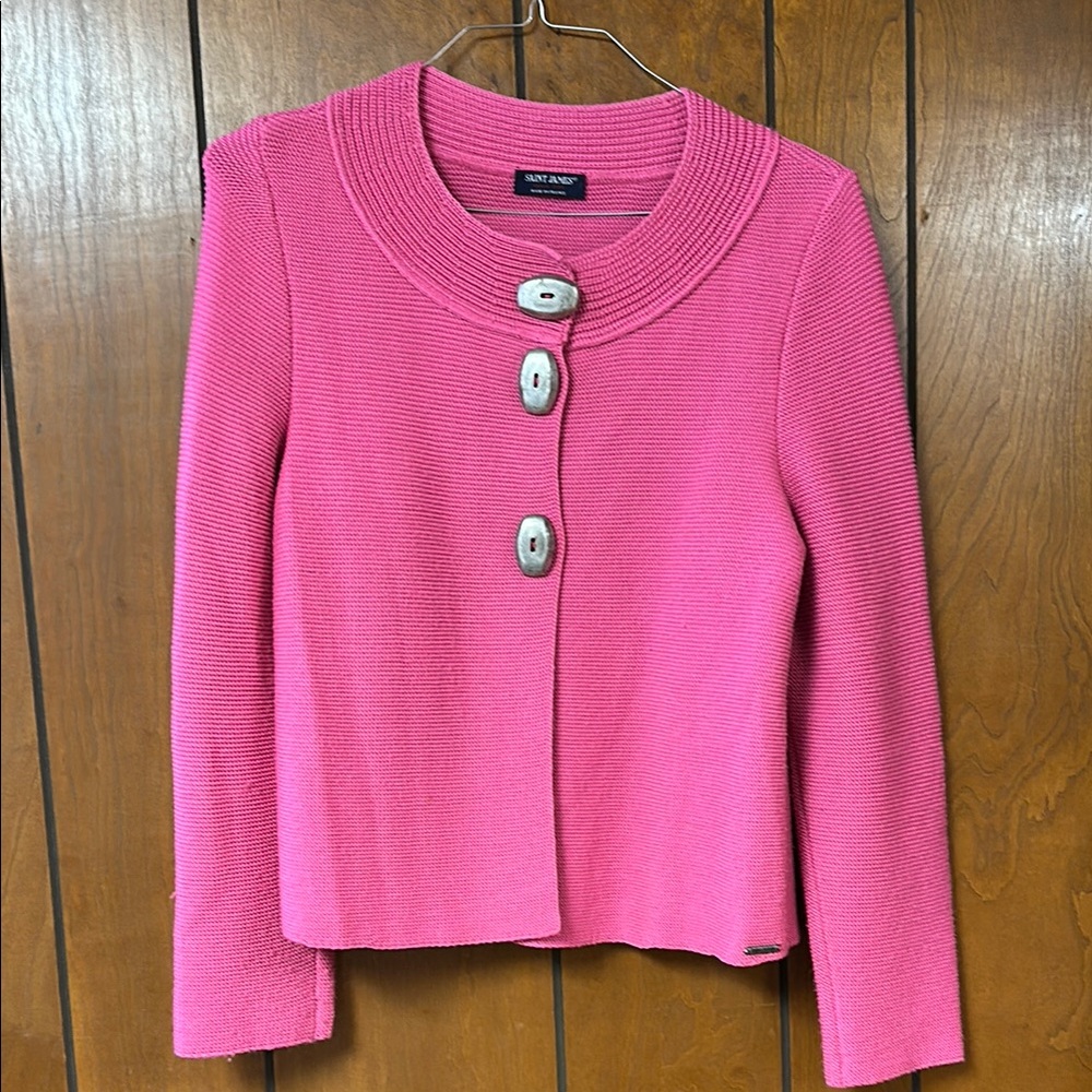 LIKE NEW St. James Pink Knit Sweater with Button Detail
